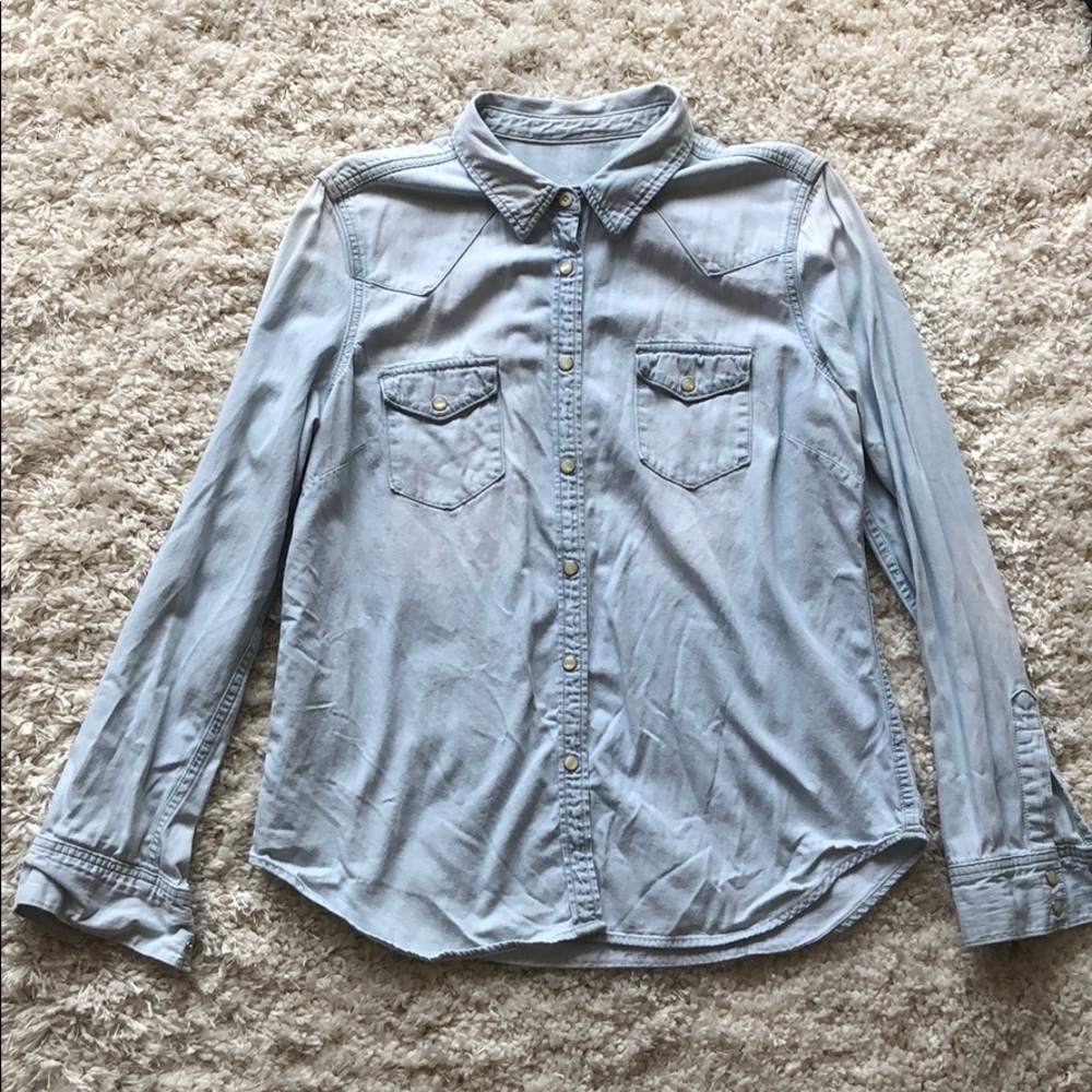 Denim Long Sleeve Button Down Shirt